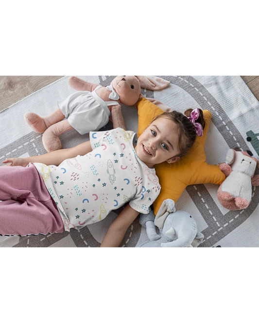 Cosmic Cutie Tee – Pastel Rockets & Space Dreams