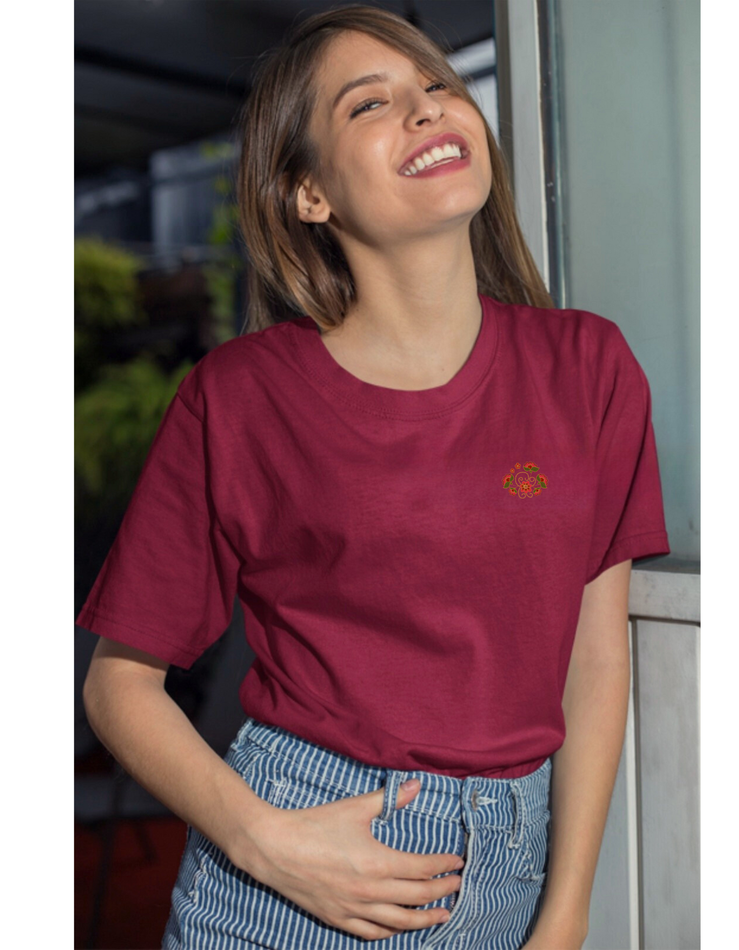 Crimson Bloom Minimal Tee