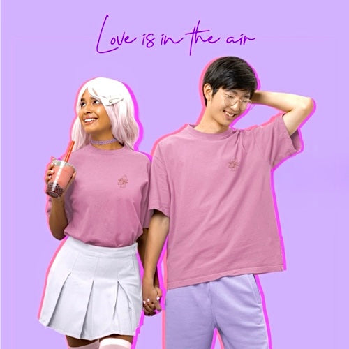 Dusty Rose Unisex Oversized Tee – Minimal Embroidered Edition