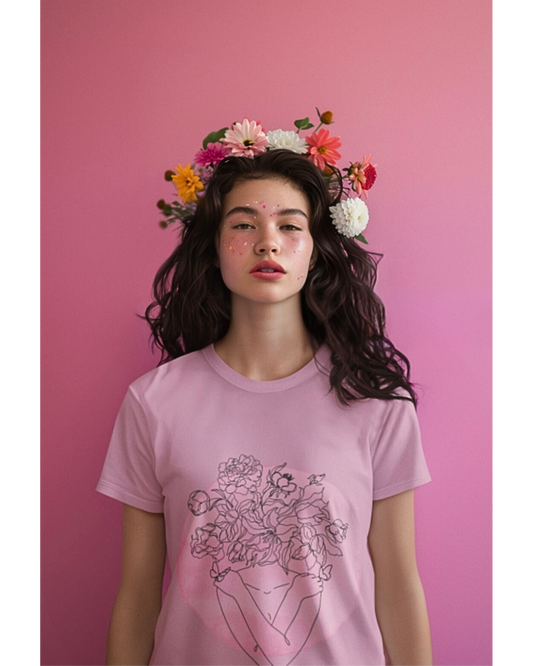 Blossom Embrace – Minimal Floral Line Art T-Shirt