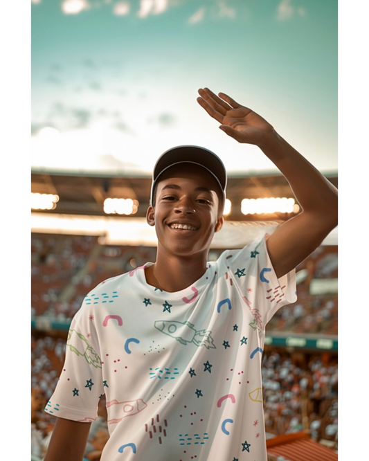 Cosmic Cutie Tee – Pastel Rockets & Space Dreams