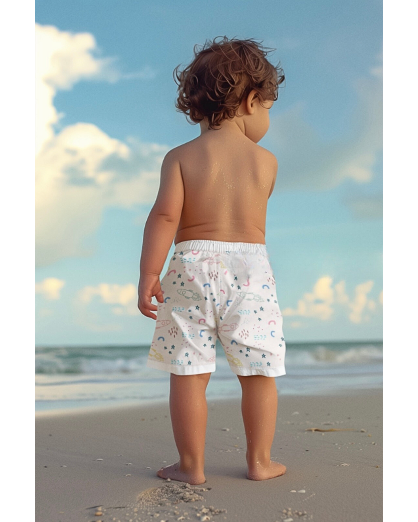 Rocket Pop Shorts – Spacey Doodle Vibes in Pastel