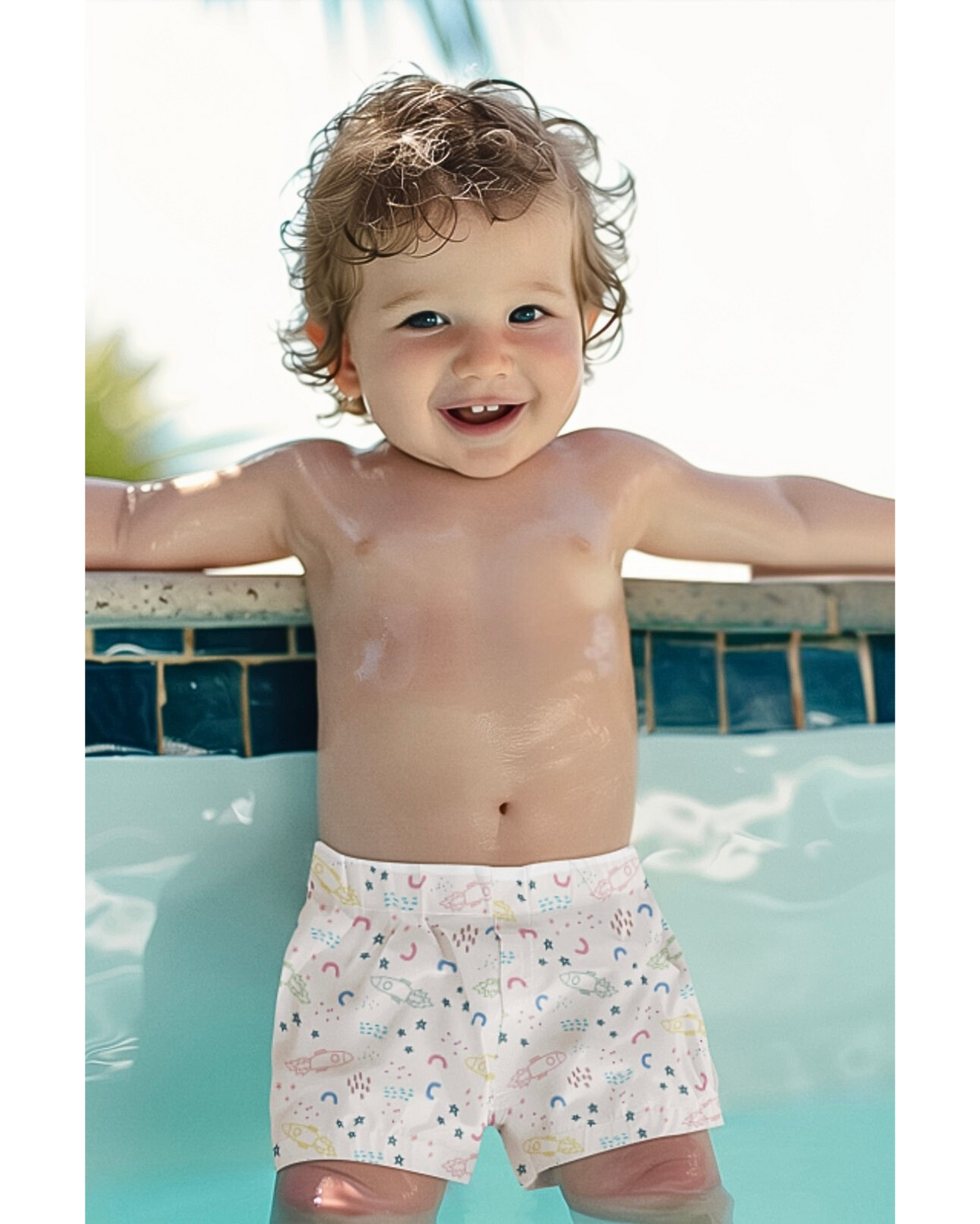 Rocket Pop Shorts – Spacey Doodle Vibes in Pastel
