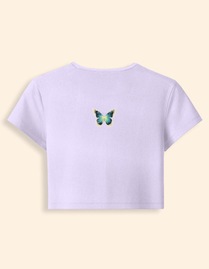 Women’s Glow In The Dark Butterfly Baby Tee